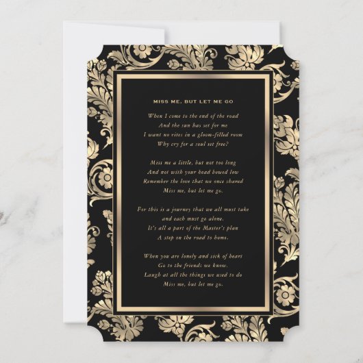 Black Gold begrafenisviering van het leven Kaart (Achterkant)