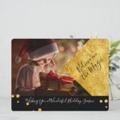 Black & Gold Believe in de magische kerstfoto (Staand voorkant)