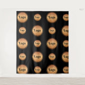 Black Gold Big Small Round Logo Step en herhaling Wandkleed (Voorkant)