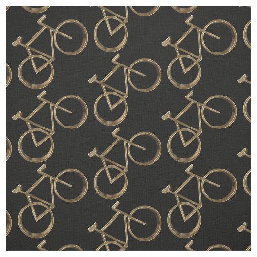 Black Gold Bike Pattern fietsen fietser Stof (Swatch)