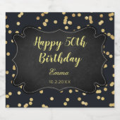 Black Gold Birthday Glitter Glam Bier Etiket (Enkel label)