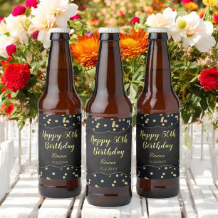Black Gold Birthday Glitter Glam Bier Etiket