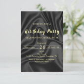 Black & Gold Birthday Invitation Kaart (Staand voorkant)
