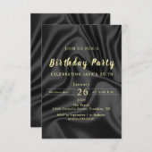 Black & Gold Birthday Invitation Kaart (Voorkant / Achterkant)