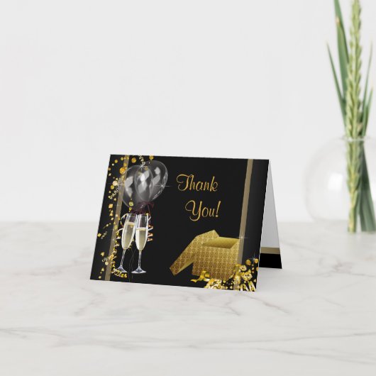 Black Gold Birthday Party Hartelijk dank Bedankkaart (Voorkant)