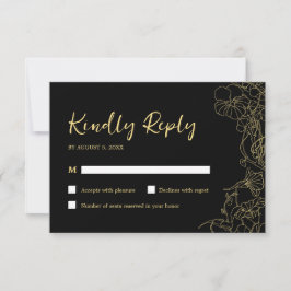 Black Gold Birthday RSVP Kaartje