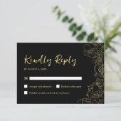 Black Gold Birthday RSVP Kaartje (Staand voorkant)