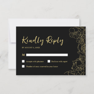 Black Gold Birthday RSVP Kaartje