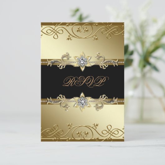 Black Gold Black Stropdas Party RSVP (Staand voorkant)