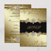 Black Gold Black Stropdas Party RSVP (Voorkant / Achterkant)