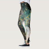 Black Gold Blauwgroen Green Grunge Splatter Mode Leggings (Links)