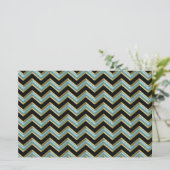 Black Gold Blauwgroen ZigZag Briefpapier (Staand voorkant)