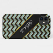 Black Gold Blauwgroen ZigZag Case-Mate iPhone Case (Achterkant (horizontaal))