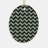 Black Gold Blauwgroen ZigZag Keramisch Ornament (Rechts)
