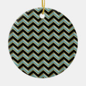 Black Gold Blauwgroen ZigZag Keramisch Ornament (Voorkant)