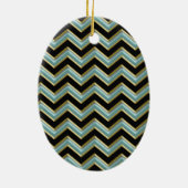 Black Gold Blauwgroen ZigZag Keramisch Ornament (Achterkant)