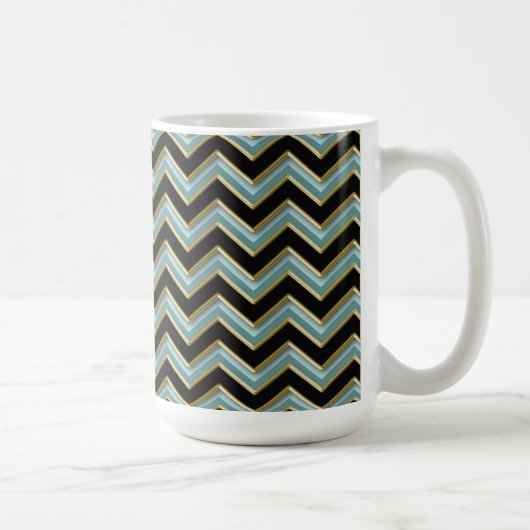 Black Gold Blauwgroen ZigZag Koffiemok (Rechts)