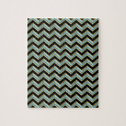 Black Gold Blauwgroen ZigZag Legpuzzel (Verticaal)