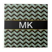Black Gold Blauwgroen ZigZag Tegeltje (Voorkant)