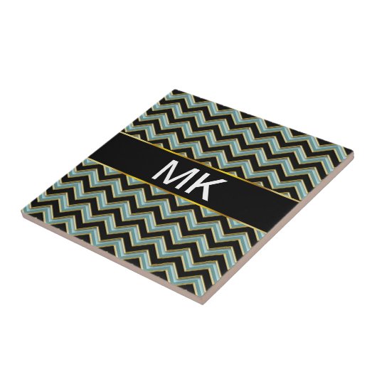 Black Gold Blauwgroen ZigZag Tegeltje (Zijkant)