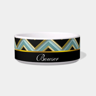 Black Gold Blauwgroen ZigZag Voerbakje