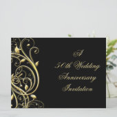 Black Gold Bloei 50-jarig Jubileum Kaart (Staand voorkant)