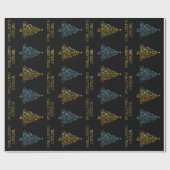 Black Gold Blue Elegant Chic-kerstboomstrips Cadeaupapier (Vlak)