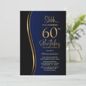 Black Gold Blue Surprise 60ste verjaardag Kaart (Staand voorkant)