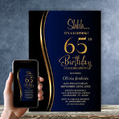 Black Gold Blue Surprise 65ste verjaardag Kaart