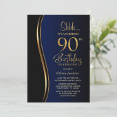 Black Gold Blue Surprise 90ste verjaardag Kaart (Staand voorkant)