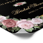 Black Gold Blush Bloemen Vrijgezellenfeest Welkoms Poster (Hoek)