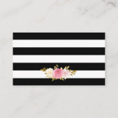 Black Gold Blush Pink Floral bruiloft Details Card Informatiekaartje (Achterkant)