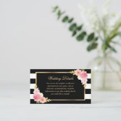 Black Gold Blush Pink Floral bruiloft Details Card Informatiekaartje (Staand voorkant)