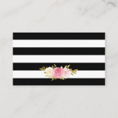 Black Gold Blush Pink Floral Wedding Registry Informatiekaartje (Achterkant)