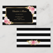 Black Gold Blush Pink Floral Wedding Registry Informatiekaartje (Voorkant / Achterkant)