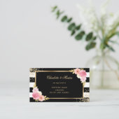 Black Gold Blush Pink Floral Wedding Registry Informatiekaartje (Staand voorkant)