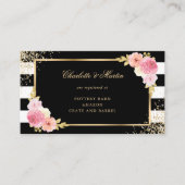 Black Gold Blush Pink Floral Wedding Registry Informatiekaartje (Voorkant)