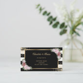 Black Gold Blush Pink Floral Wedding Registry Informatiekaartje (Staand voorkant)
