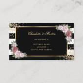 Black Gold Blush Pink Floral Wedding Registry Informatiekaartje (Voorkant)