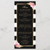 Black Gold Blush Pink Waterverf Floral Wedding Menu (Voorkant)
