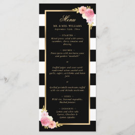 Black Gold Blush Pink Waterverf Floral Wedding Menu