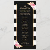 Black Gold Blush Pink Waterverf Floral Wedding Programmakaart (Achterkant)