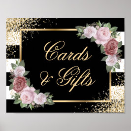 Black Gold Blush Pink Weddenkaarten en cadeaubonne Poster