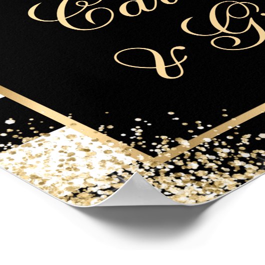 Black Gold Blush Pink Weddenkaarten en cadeaubonne Poster (Hoek)