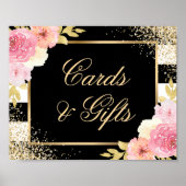 Black Gold Blush Pink Weddenkaarten en cadeaubonne Poster (Voorkant)