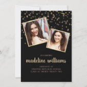 Black Gold Blush Roze Confetti Foto Afstuderen Kaart (Voorkant)