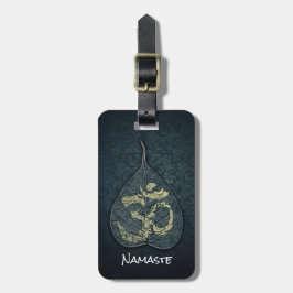 Black & Gold Bodhi Leaf OM-symbool YOGA-instructeu Bagagelabel