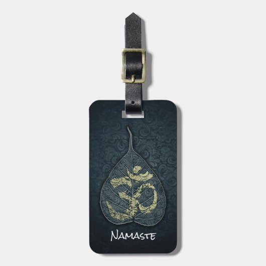 Black & Gold Bodhi Leaf OM-symbool YOGA-instructeu Bagagelabel (Voorkant verticaal)