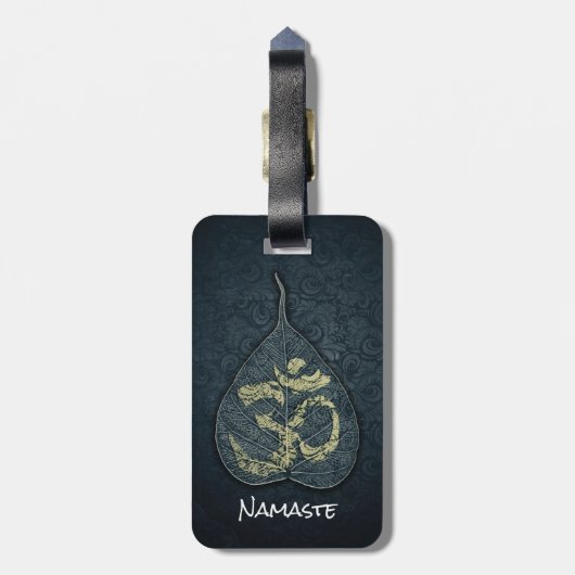 Black & Gold Bodhi Leaf OM-symbool YOGA-instructeu Bagagelabel (Achterkant verticaal)