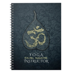 Black & Gold Bodhi Leaf OM-symbool YOGA-instructeu Notitieboek